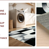 Ultra Soft Area Rug, Non Slip, Stain Resistant, Washable Area Rugs for Living Room, Bedroom, Stylish Modern Disc Aesthetic(Black)