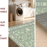 Ultra Soft Area Rug, Non Slip, Stain Resistant, Washable Area Rugs for Living Room, Bedroom, Rustic Soft Sage Floral Design(Green)