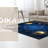 Ultra Soft Area Rug, Non Slip, Stain Resistant, Washable Area Rugs for Living Room, Bedroom, Celestial Inspired Sun Moon Design(Blue)