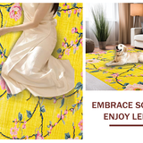 Ultra Soft Area Rug, Non Slip, Stain Resistant, Washable Area Rugs for Living Room, Bedroom, Whimsical Bright Floral Aesthetic(Yellow)