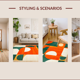 Ultra Soft Area Rug, Non Slip, Stain Resistant, Washable Area Rugs for Living Room, Bedroom, Luxurious Tiled Patterned Aesthetic(Orange)