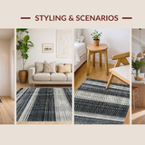 Ultra Soft Area Rug, Non Slip, Stain Resistant, Washable Area Rugs for Living Room, Bedroom, Contemporary Black and White Area Rug:  Striped Home Decor Carpet(Gray)