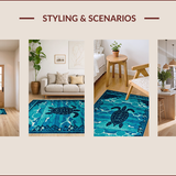 Ultra Soft Area Rug, Non Slip, Stain Resistant, Washable Area Rugs for Living Room, Bedroom, Serene Oceanic Teal Patterns(Blue)