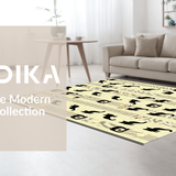 Ultra Soft Area Rug, Non Slip, Stain Resistant, Washable Area Rugs for Living Room, Bedroom, Striking Monochrome Feline Art(Beige)