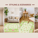 Ultra Soft Area Rug, Non Slip, Stain Resistant, Washable Area Rugs for Living Room, Bedroom, Classic Low-Pile Trellis Design(White)