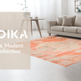 Ultra Soft Area Rug, Non Slip, Stain Resistant, Washable Area Rugs for Living Room, Bedroom, Chic Distressed Earthy Aesthetic(Orange)