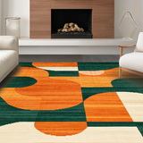 Ultra Soft Area Rug, Non Slip, Stain Resistant, Washable Area Rugs for Living Room, Bedroom, Playful Contemporary Geometric Fusion(Orange)
