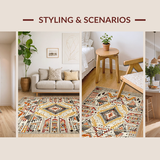 Ultra Soft Area Rug, Non Slip, Stain Resistant, Washable Area Rugs for Living Room, Bedroom, Contemporary Tiled Pattern Aesthetic(Beige)