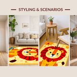 Ultra Soft Area Rug, Non Slip, Stain Resistant, Washable Area Rugs for Living Room, Bedroom, Round Nature-Inspired Playful Scene(Yellow)