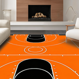 Ultra Soft Area Rug, Non Slip, Stain Resistant, Washable Area Rugs for Living Room, Bedroom, Energetic Playful Court Design(Orange)