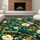 Ultra Soft Area Rug, Non Slip, Stain Resistant, Washable Area Rugs for Living Room, Bedroom, Elegant Vintage Botanical Aesthetic(Green)