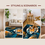 Ultra Soft Area Rug, Non Slip, Stain Resistant, Washable Area Rugs for Living Room, Bedroom, Whimsical Jungle Fantasy Pattern(Orange)