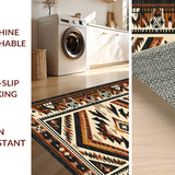 Ultra Soft Area Rug, Non Slip, Stain Resistant, Washable Area Rugs for Living Room, Bedroom, Artistic Abstract Native Inspired Design(Brown)