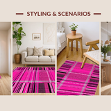 Ultra Soft Area Rug, Non Slip, Stain Resistant, Washable Area Rugs for Living Room, Bedroom, Artistic Multi-Tone Striped Arrangement(Pink)