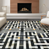 Ultra Soft Area Rug, Non Slip, Stain Resistant, Washable Area Rugs for Living Room, Bedroom, Stylish Black and White Patterned Area Rug, Chic Design for Any Space(Black)