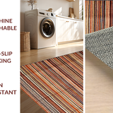 Ultra Soft Area Rug, Non Slip, Stain Resistant, Washable Area Rugs for Living Room, Bedroom, Trendy Warm Striped Accent Piece(Orange)