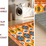 Ultra Soft Area Rug, Non Slip, Stain Resistant, Washable Area Rugs for Living Room, Bedroom, Lively Orange and Blue Funky Design(Orange)