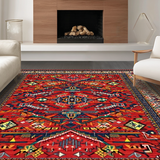 Ultra Soft Area Rug, Non Slip, Stain Resistant, Washable Area Rugs for Living Room, Bedroom, Dynamic Colorful Woven Ensemble(Red)