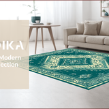 Ultra Soft Area Rug, Non Slip, Stain Resistant, Washable Area Rugs for Living Room, Bedroom, Vintage Style Entryway Washable Soft Area Rug(Green)