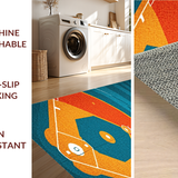 Ultra Soft Area Rug, Non Slip, Stain Resistant, Washable Area Rugs for Living Room, Bedroom, Eclectic 3D Printed Sport Pattern(Orange)