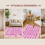 Ultra Soft Area Rug, Non Slip, Stain Resistant, Washable Area Rugs for Living Room, Bedroom, Radiant Colorful Patterned Display(Pink)