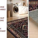 Ultra Soft Area Rug, Non Slip, Stain Resistant, Washable Area Rugs for Living Room, Bedroom, Rustic Geometric Black and White Design(Black)