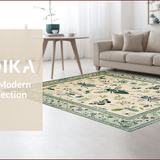 Ultra Soft Area Rug, Non Slip, Stain Resistant, Washable Area Rugs for Living Room, Bedroom, Elegant Earthy Floral Insect Design(Beige)
