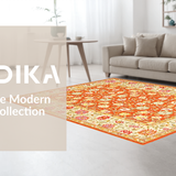 Ultra Soft Area Rug, Non Slip, Stain Resistant, Washable Area Rugs for Living Room, Bedroom, Whimsical Yellow Flower Aesthetic(Orange)