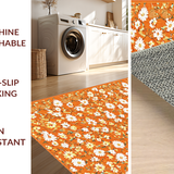 Ultra Soft Area Rug, Non Slip, Stain Resistant, Washable Area Rugs for Living Room, Bedroom, Charming Contemporary Floral Style(Orange)