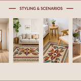 Ultra Soft Area Rug, Non Slip, Stain Resistant, Washable Area Rugs for Living Room, Bedroom, Outdoor-Inspired Small Kitchen Hand-Printed Carpet(Beige)