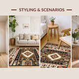 Ultra Soft Area Rug, Non Slip, Stain Resistant, Washable Area Rugs for Living Room, Bedroom, Southwest Earthy Geometric Elegance(Brown)