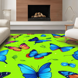 Ultra Soft Area Rug, Non Slip, Stain Resistant, Washable Area Rugs for Living Room, Bedroom, Charming Colorful Insect Motif Design(Blue)