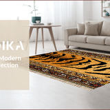 Ultra Soft Area Rug, Non Slip, Stain Resistant, Washable Area Rugs for Living Room, Bedroom, Non-Slip Tiger Print Dining Room Stain-Resistant Carpet(Gold)