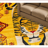 Ultra Soft Area Rug, Non Slip, Stain Resistant, Washable Area Rugs for Living Room, Bedroom, Vintage Ethnic Leopard Motif(Yellow)