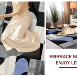 Ultra Soft Area Rug, Non Slip, Stain Resistant, Washable Area Rugs for Living Room, Bedroom, Sophisticated Black and White Aesthetic(Black)
