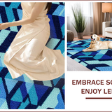 Ultra Soft Area Rug, Non Slip, Stain Resistant, Washable Area Rugs for Living Room, Bedroom, Turtle Geometric Poolside(Blue)