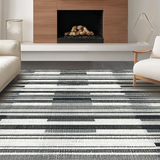 Ultra Soft Area Rug, Non Slip, Stain Resistant, Washable Area Rugs for Living Room, Bedroom, Contemporary Black and White Striped Outdoor Area Rug(Gray)