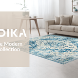 Ultra Soft Area Rug, Non Slip, Stain Resistant, Washable Area Rugs for Living Room, Bedroom, Elegant Light Blue Medallion Design(Blue)