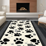 Ultra Soft Area Rug, Non Slip, Stain Resistant, Washable Area Rugs for Living Room, Bedroom, Artistic Abstract Cat Paw Arrangement(Black)