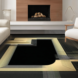 Ultra Soft Area Rug, Non Slip, Stain Resistant, Washable Area Rugs for Living Room, Bedroom, Dynamic Monochrome Geometric Shapes(Gold)