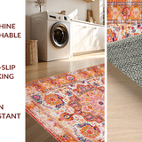 Ultra Soft Area Rug, Non Slip, Stain Resistant, Washable Area Rugs for Living Room, Bedroom, Radiant Earthy Toned Medallion Style(Orange)