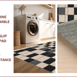 Ultra Soft Area Rug, Non Slip, Stain Resistant, Washable Area Rugs for Living Room, Bedroom, Modern Checkered Non-Slip Patio Rug(Black)