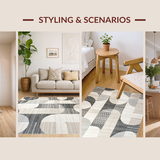 Ultra Soft Area Rug, Non Slip, Stain Resistant, Washable Area Rugs for Living Room, Bedroom, Luxurious Textured Cream Wave(Gray)