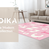 Ultra Soft Area Rug, Non Slip, Stain Resistant, Washable Area Rugs for Living Room, Bedroom, Stylish Modern Round Learning Canvas(Pink)