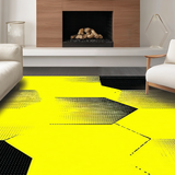 Ultra Soft Area Rug, Non Slip, Stain Resistant, Washable Area Rugs for Living Room, Bedroom, Whimsical Geometric Bee Motif(Yellow)