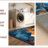 Ultra Soft Area Rug, Non Slip, Stain Resistant, Washable Area Rugs for Living Room, Bedroom, Vibrant Dark Blue Animal Motif(Orange)