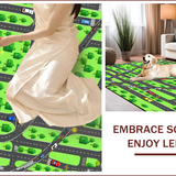 Ultra Soft Area Rug, Non Slip, Stain Resistant, Washable Area Rugs for Living Room, Bedroom, Interactive Multi-Hued Road Layout(Green)