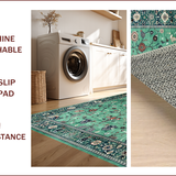 Ultra Soft Area Rug, Non Slip, Stain Resistant, Washable Area Rugs for Living Room, Bedroom, Elegant Botanical Tiled Arrangement(Green)