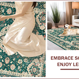 Ultra Soft Area Rug, Non Slip, Stain Resistant, Washable Area Rugs for Living Room, Bedroom, Eclectic Green Floral Arrangement(Green)