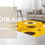 Ultra Soft Area Rug, Non Slip, Stain Resistant, Washable Area Rugs for Living Room, Bedroom, Rustic Sunflower Vintage Charm(Yellow)